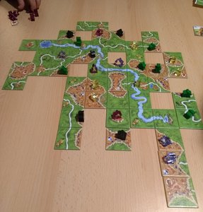 Eine Runde Carcassonne.